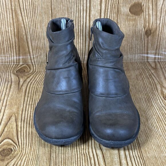 Earth Origins Pam Ankle Bootie Boots Women’s  Size 8.5 W Brown Side Zip‎ - Picture 3 of 11